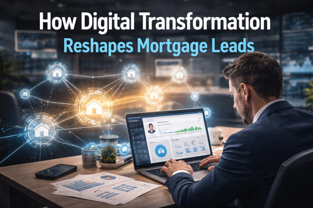 How Digital Transformation Is Reshaping Mortgage & Real Estate Leads in 2026 1 Advanced analytics dashboard displaying AI mortgage leads, aggregated mortgage leads, and real estate lead generation insights for scalable business growth.
