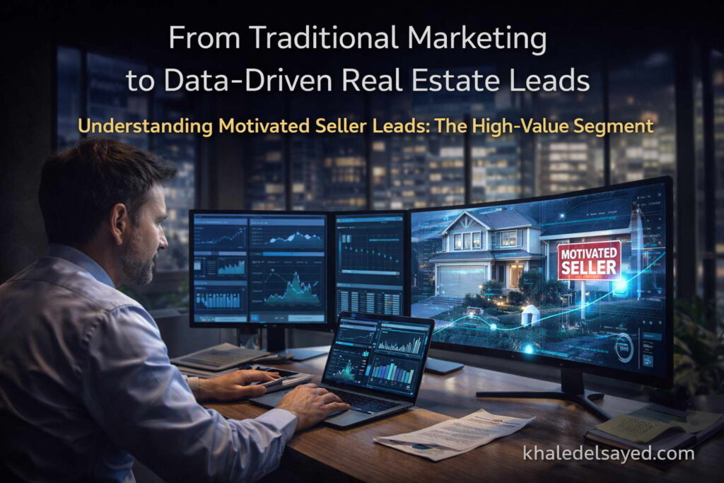 Loan officer reviewing AI generated mortgage leads and aggregate real estate leads within a performance-driven lead management platform.
