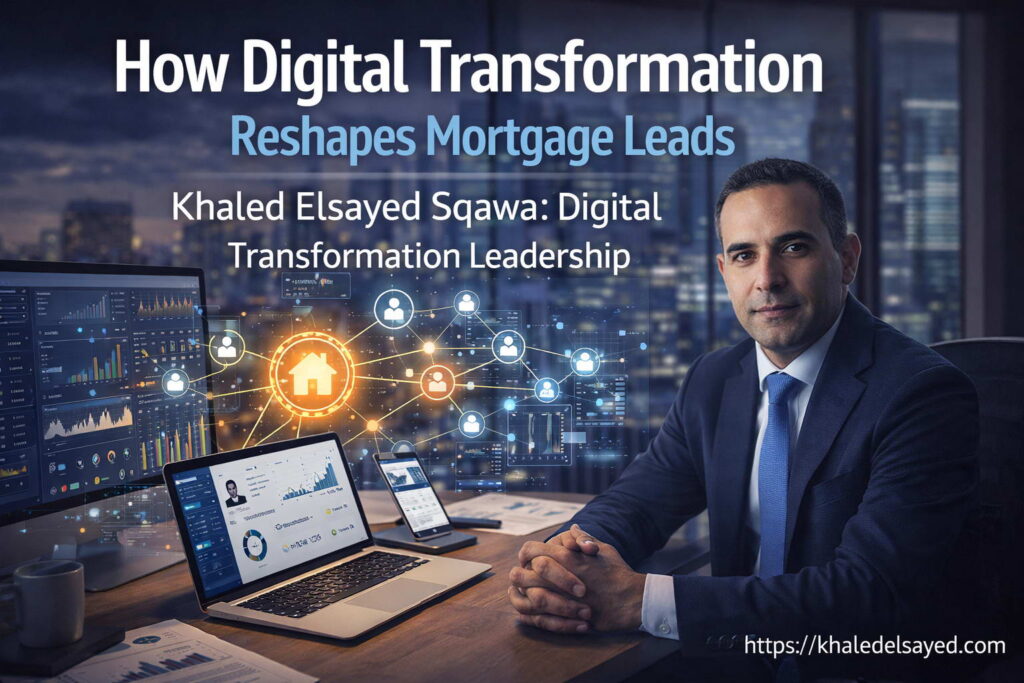 How Digital Transformation Is Reshaping Mortgage & Real Estate Leads in 2026 6 Business dashboard highlighting AI generated mortgage leads, aggregate real estate leads, and predictive analytics for mortgage marketing optimization.