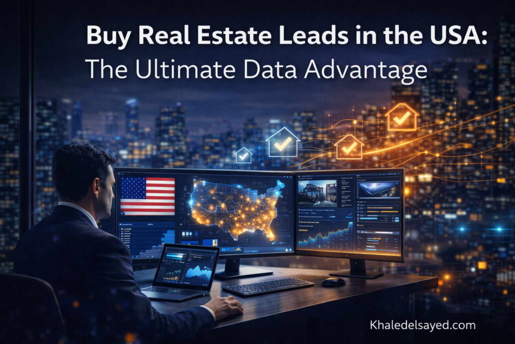 Real estate leads in the USA dashboard illustrating advanced data segmentation, verified lead sources, and performance-driven acquisition strategies by the IT Leader Khaled Elsayed Sqawa