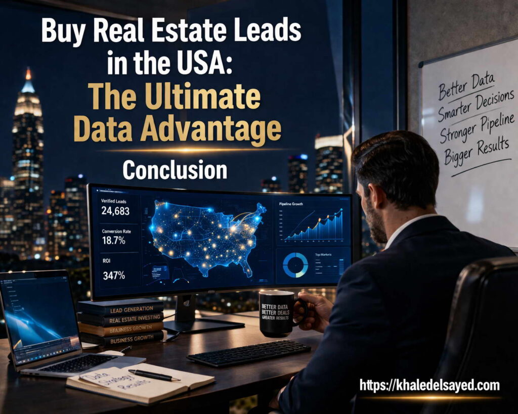 Buy real estate leads in the USA using data-driven strategies showcasing high-quality lead generation, targeted datasets, and conversion-focused marketing systems by the IT Leader Khaled Elsayed Sqawa