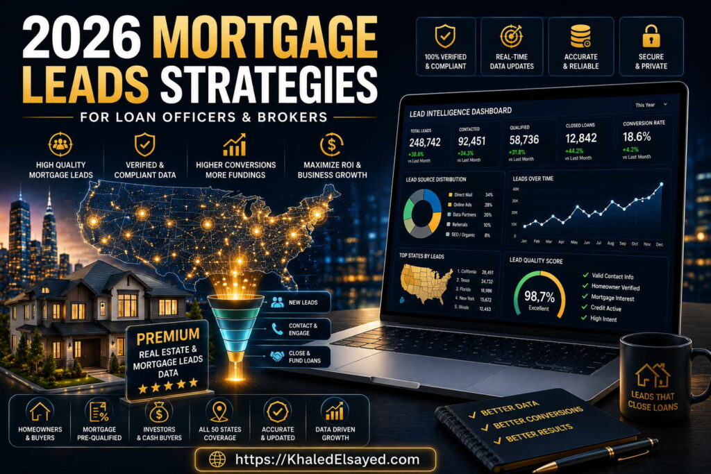 2026 mortgage leads strategies for loan officers and brokers focused on generating qualified borrower opportunities and increasing loan conversion rates by the IT Leader Khaled Elsayed Sqawa