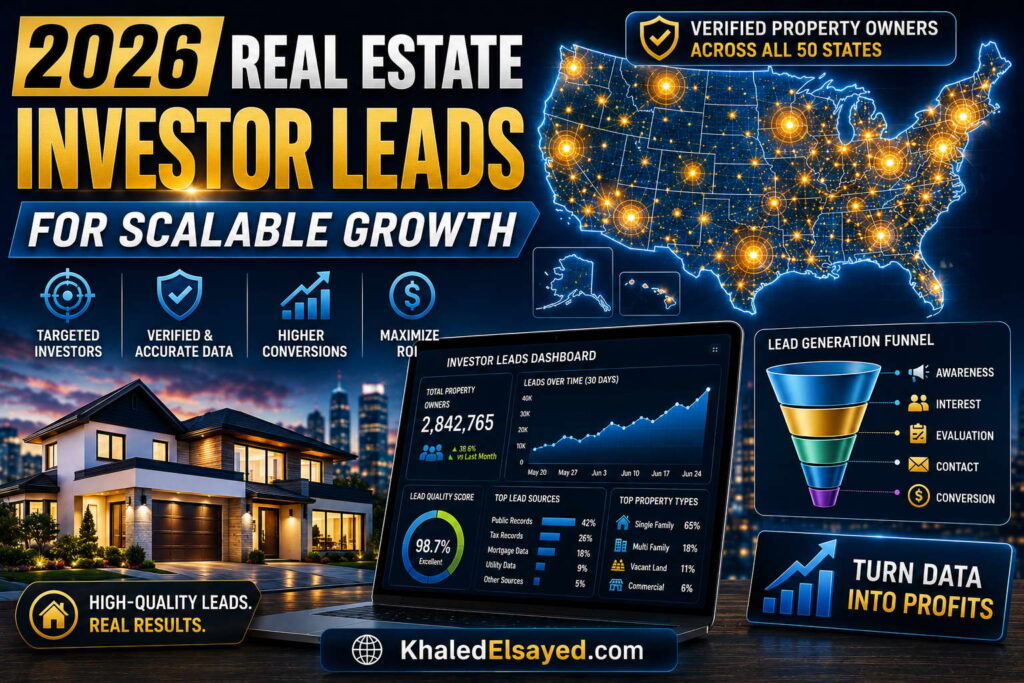2026 Real Estate Investor Leads for Scalable Growth 1 2026 real estate investor leads designed for scalable growth through verified property investment data and targeted acquisition opportunities by the IT Leader Khaled Elsayed Sqawa