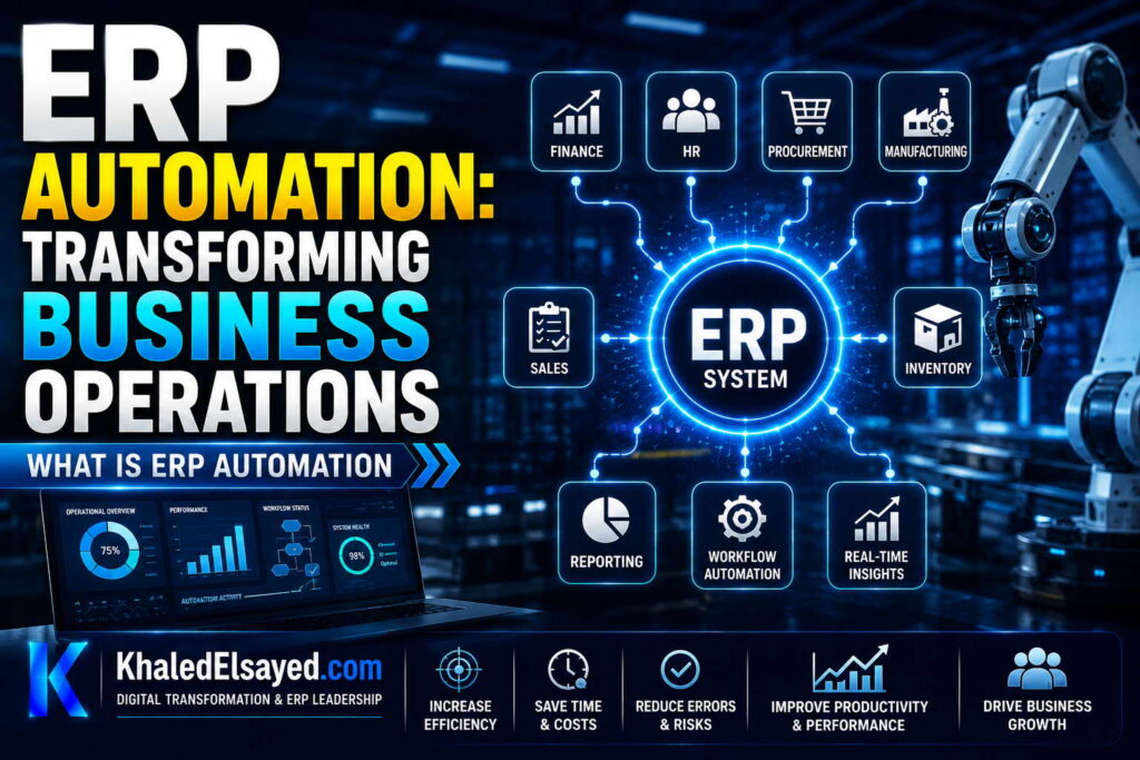 ERP Automation: Transforming Business Operations 1 ERP automation platform transforming business operations through workflow optimization, real-time analytics, and enterprise process integration by the IT Leader Khaled Elsayed Sqawa