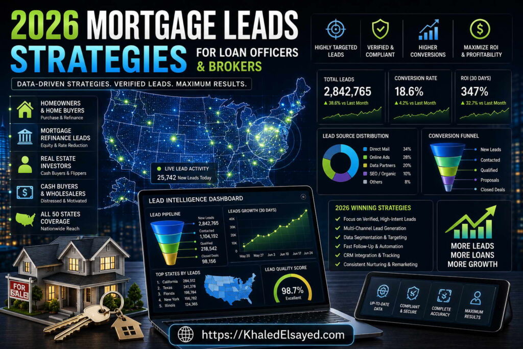 Advanced 2026 mortgage leads marketing techniques designed to help brokers and loan officers improve customer acquisition and sales performance by the IT Leader Khaled Elsayed Sqawa
