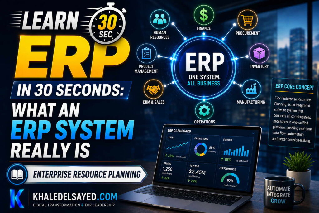 What an ERP system really is explained through modern enterprise software architecture and automated workflow integration by the IT Leader Khaled Elsayed Sqawa