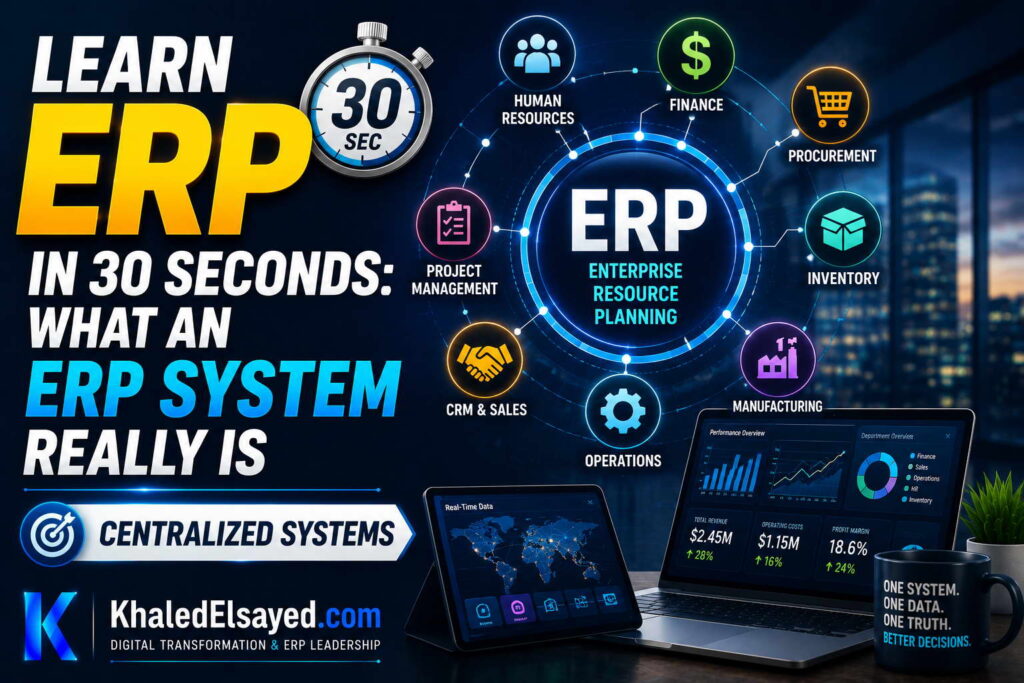 Enterprise resource planning ERP software interface demonstrating real-time data management, automation, and operational efficiency for businesses by the IT Leader Khaled Elsayed Sqawa