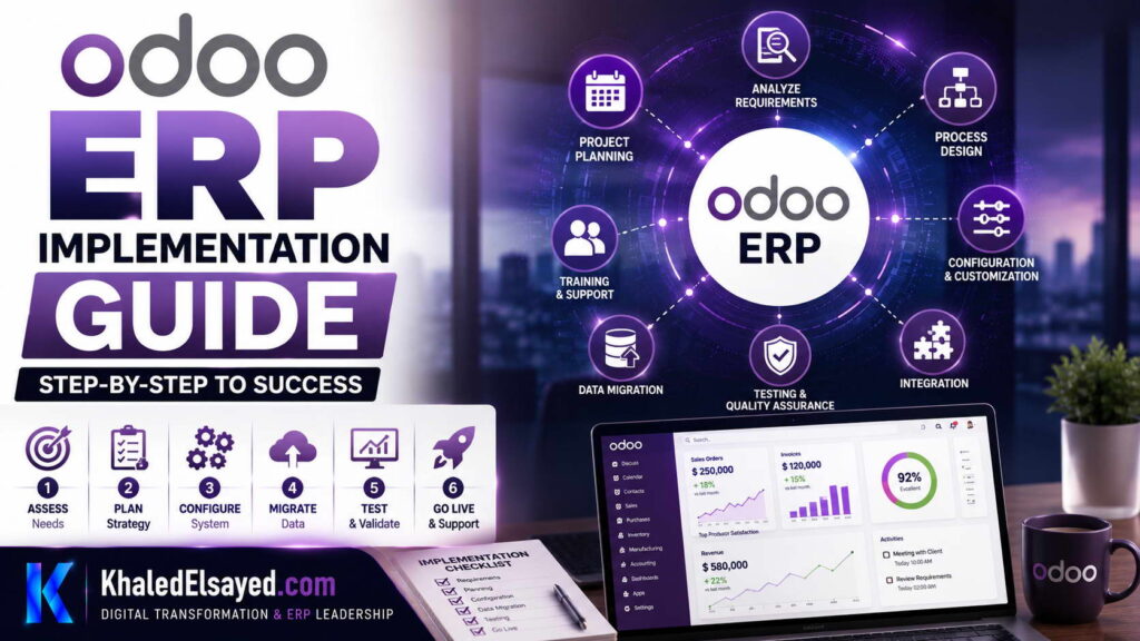 Odoo ERP Implementation Guide 1 Odoo ERP implementation guide illustrating project planning, system configuration, and enterprise resource planning deployment processes by the IT Leader Khaled Elsayed Sqawa